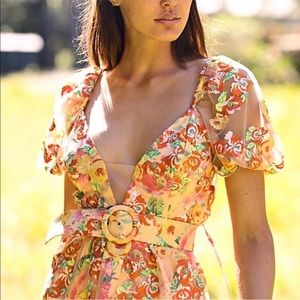 For Love and Lemons Winnie Belted Floral Dress